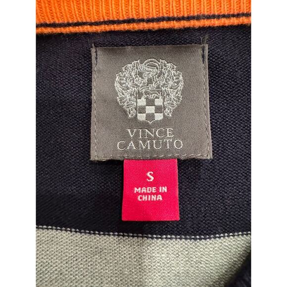 Vince Camuto Sweater Dress Womens S Striped Midi Navy Gray LS Nautical Preppy - Picture 3 of 5